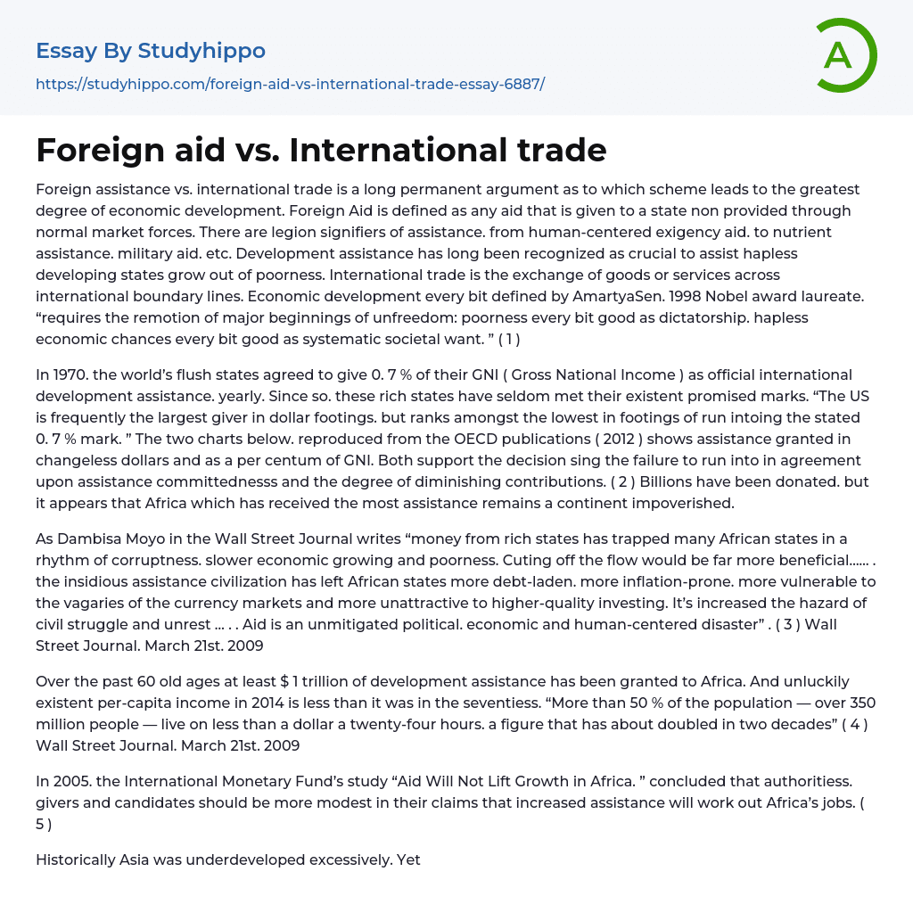 Foreign aid vs. International trade