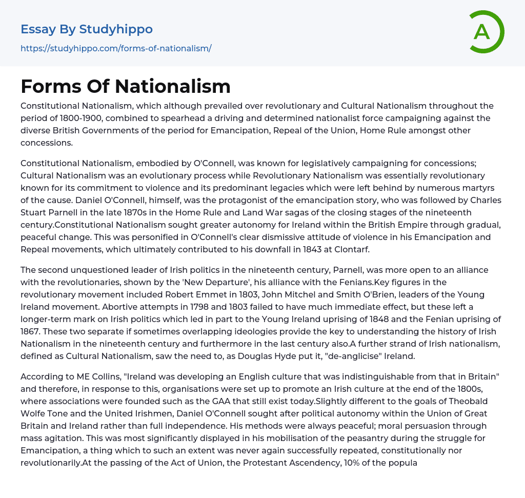 Forms Of Nationalism Essay Example