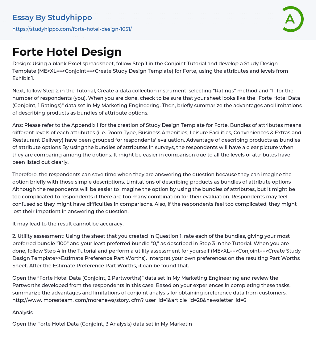 Forte Hotel Design Essay Example