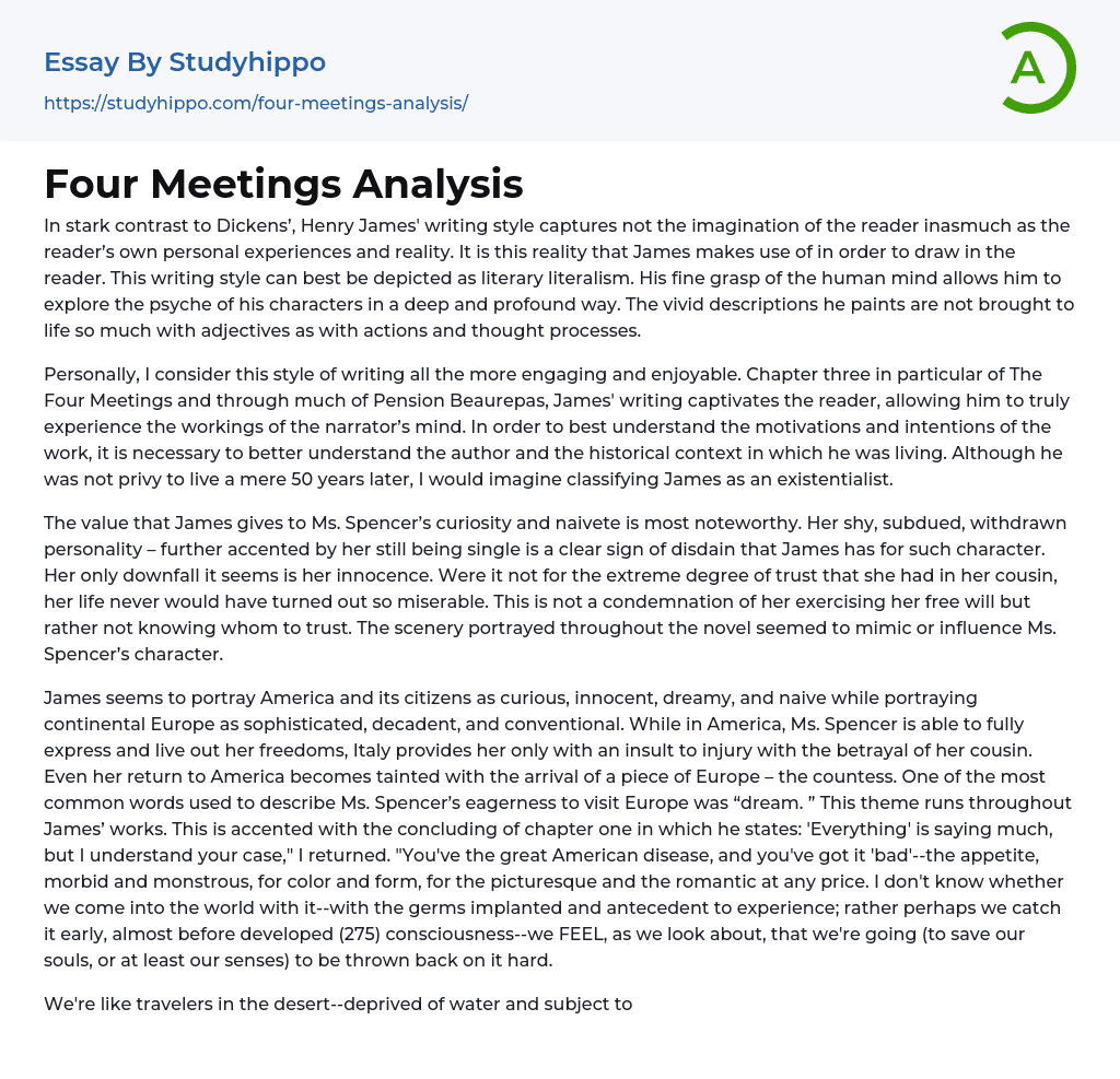 Four Meetings Analysis Essay Example