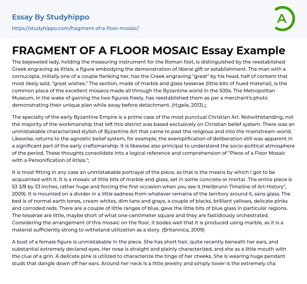 FRAGMENT OF A FLOOR MOSAIC Essay Example