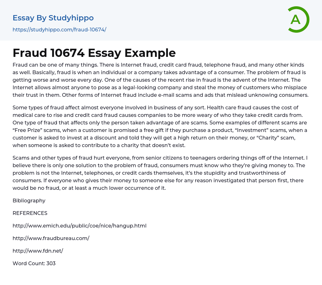 Fraud 10674 Essay Example