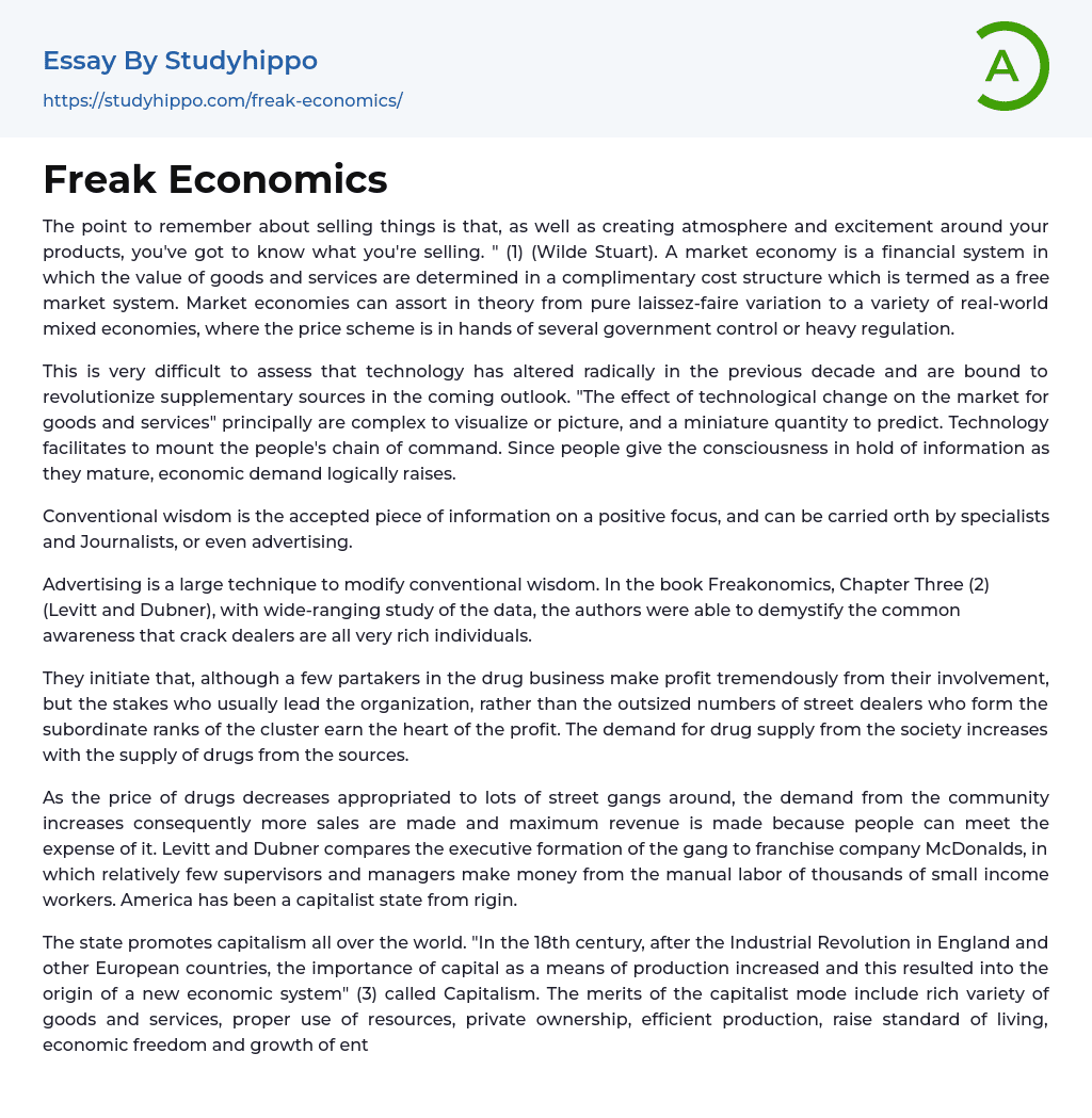 Freak Economics Essay Example