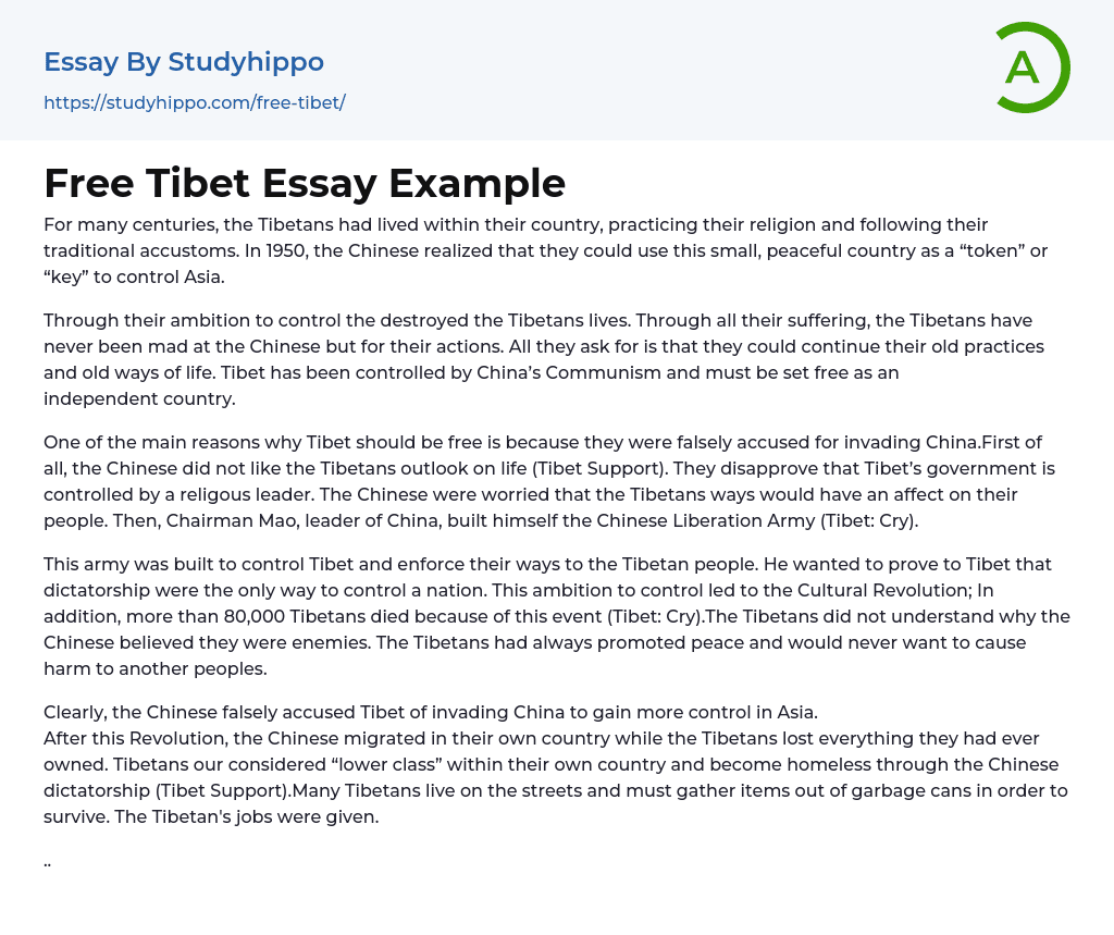 essay about my country tibet