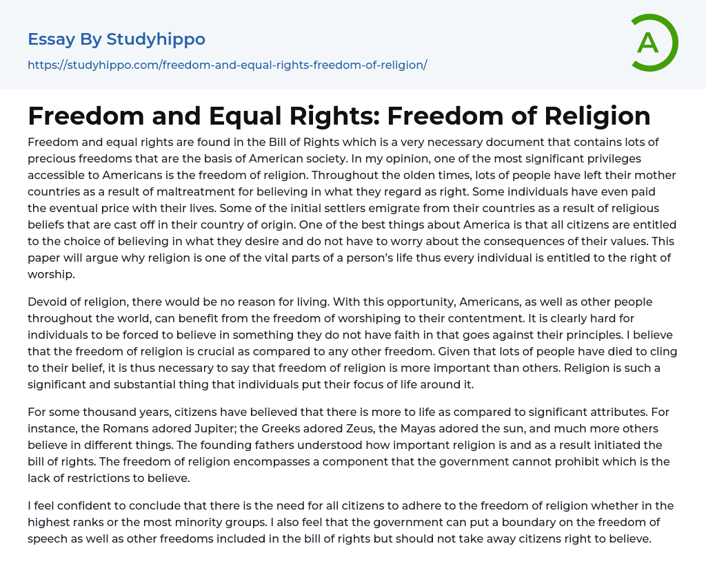 essay on freedom of religion