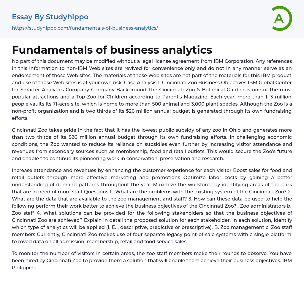 business analytics essay