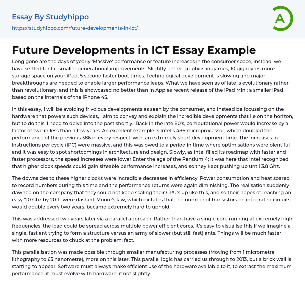 Future Developments in ICT Essay Example