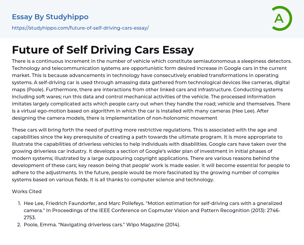 argumentative essay about self driving cars