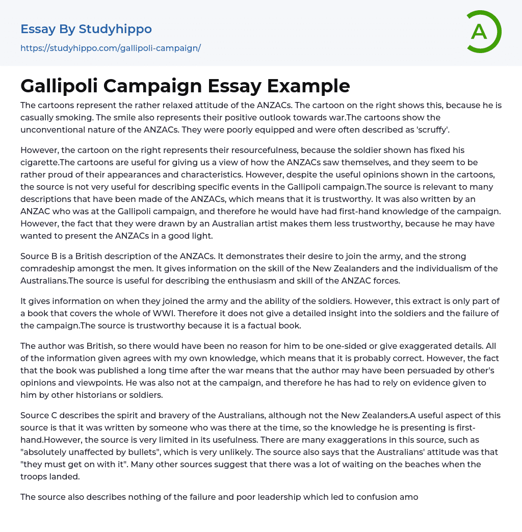 Gallipoli Campaign Essay Example