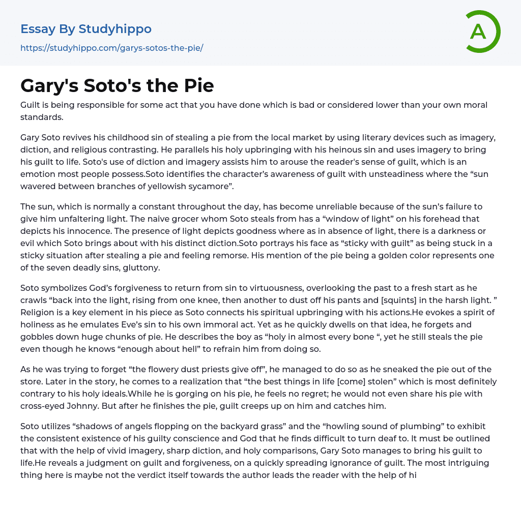 Gary Soto The Pie Printable