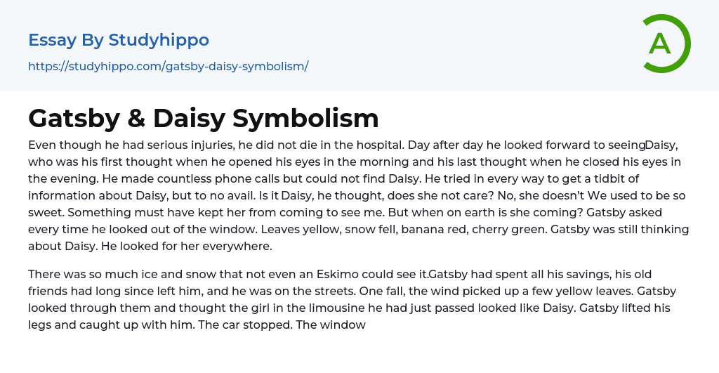Gatsby & Daisy Symbolism Essay Example