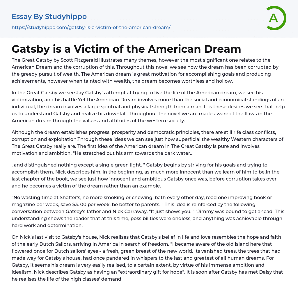 american dream essay great gatsby
