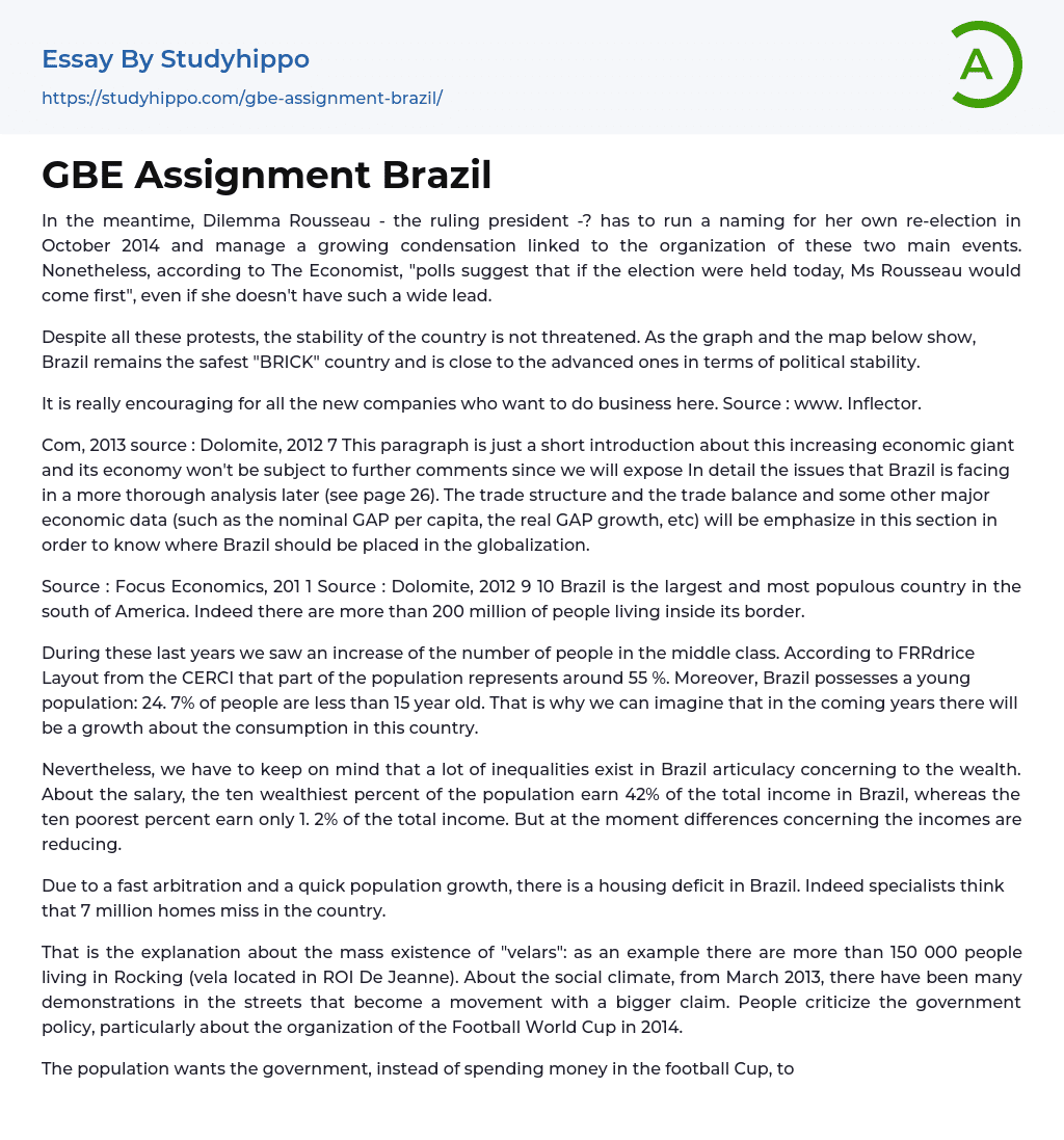GBE Assignment Brazil Essay Example