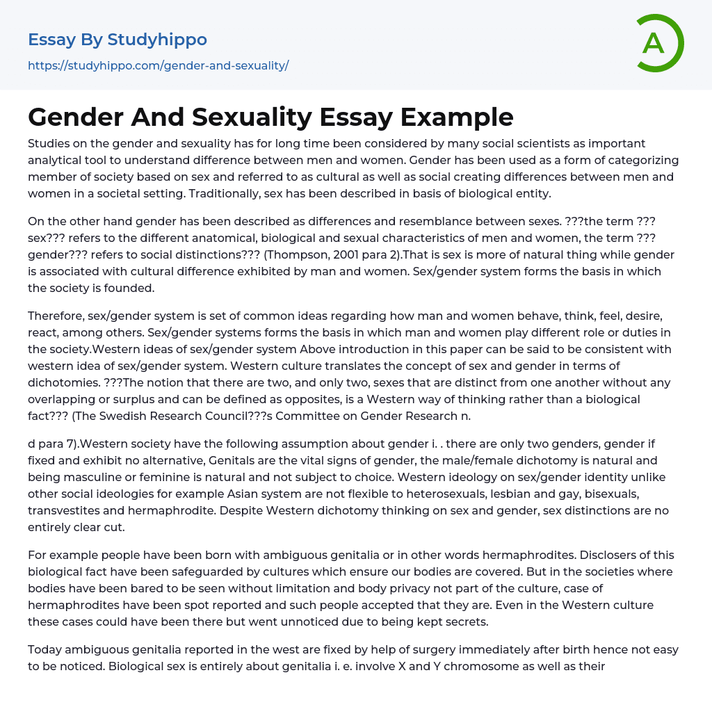 Gender And Sexuality Essay Example