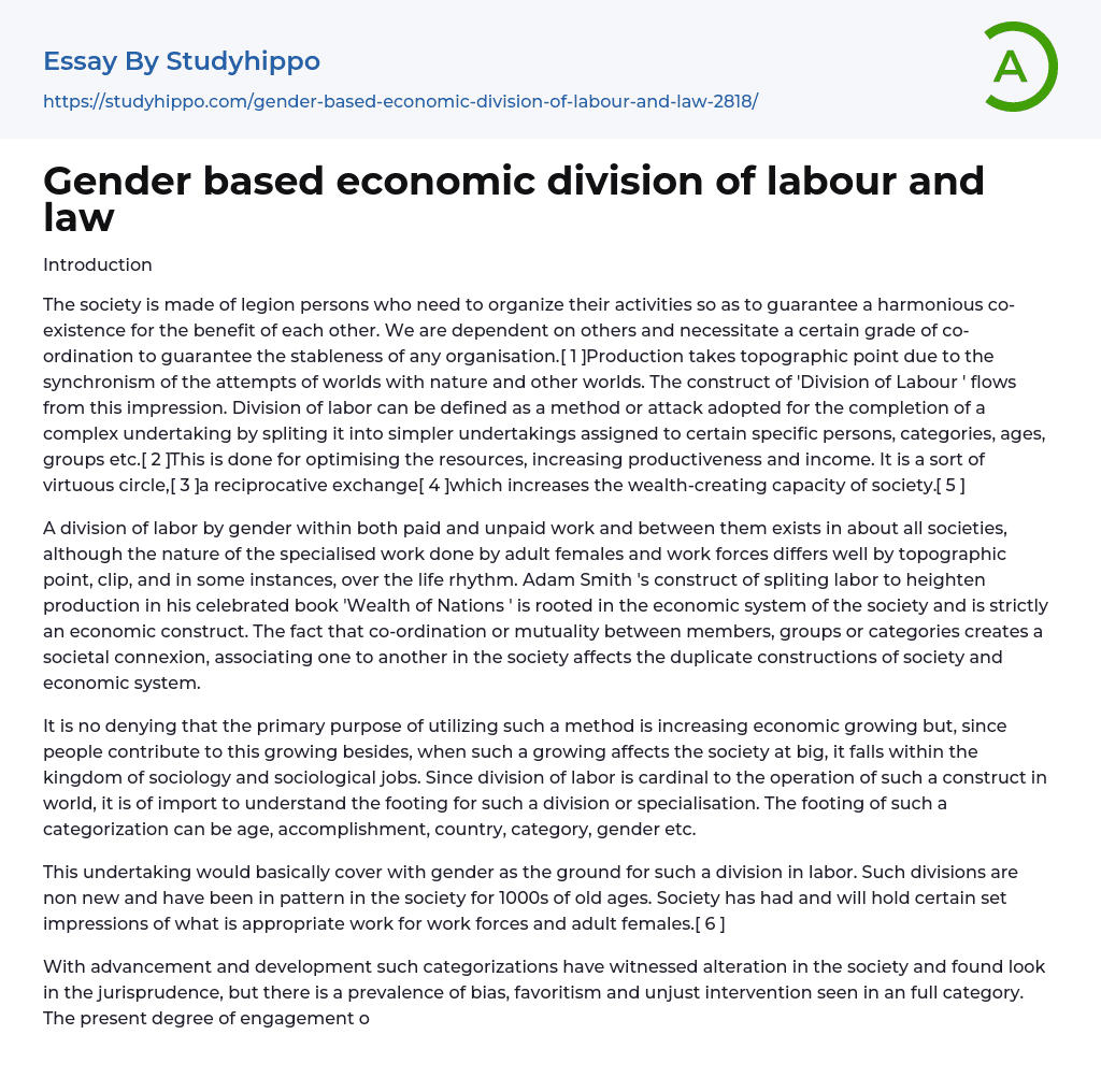 gender division of labour essay