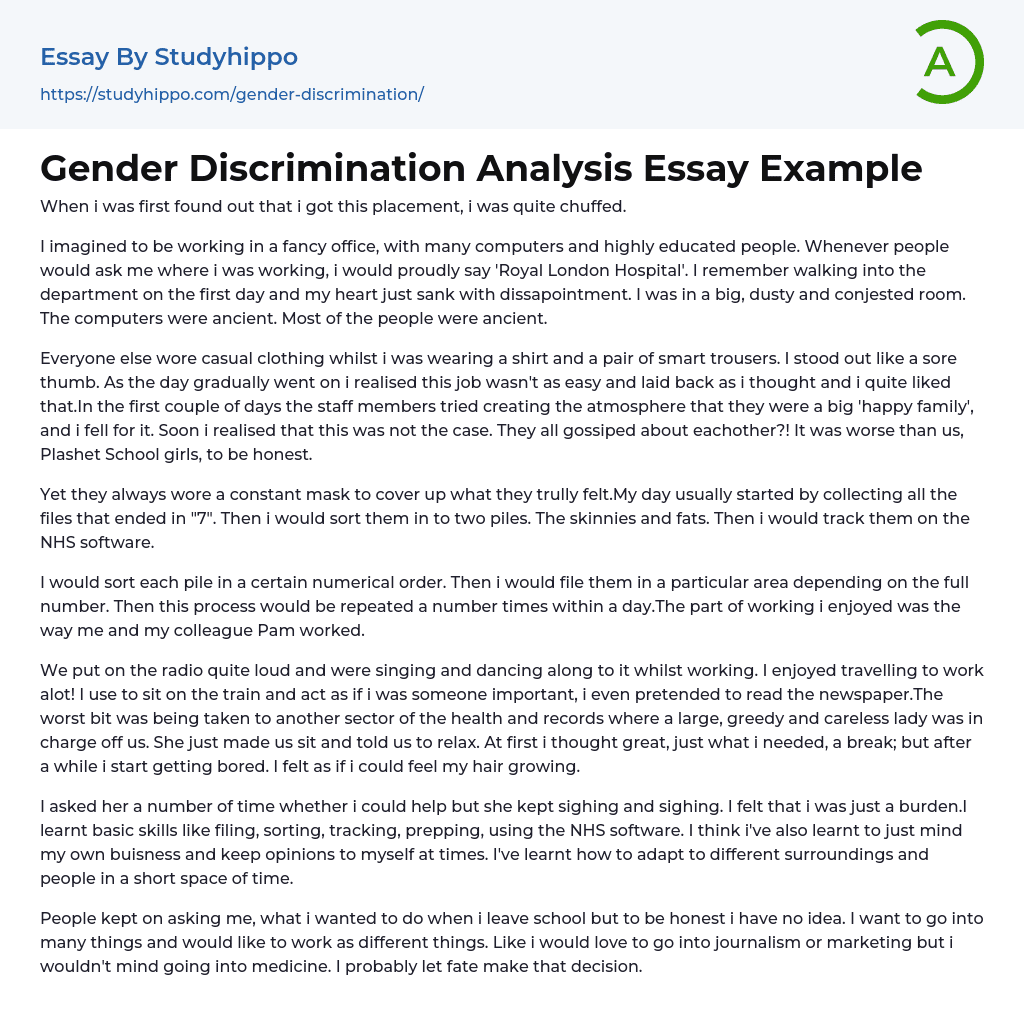 Gender Discrimination Analysis Essay Example