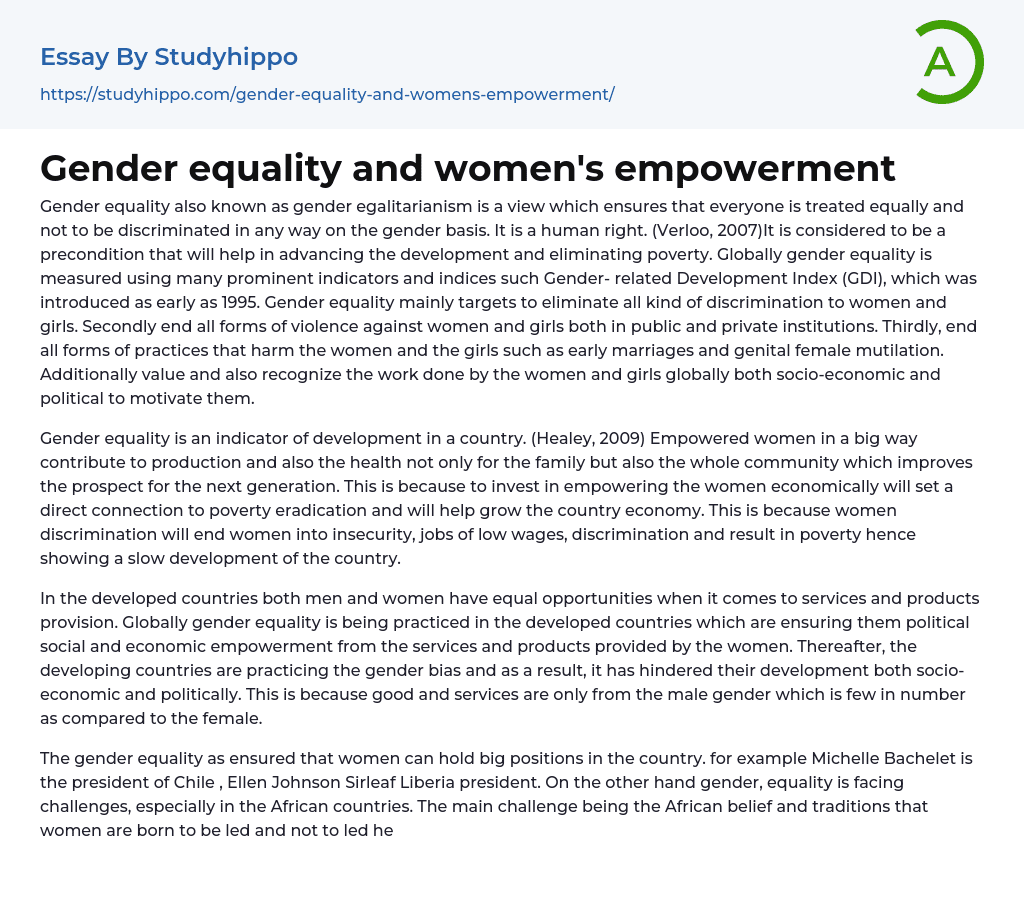 research essay on gender equality