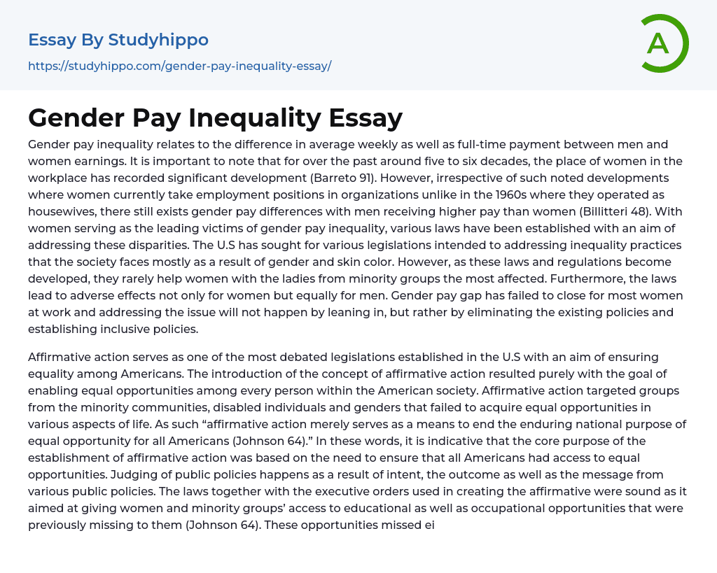 Gender Pay Inequality Essay