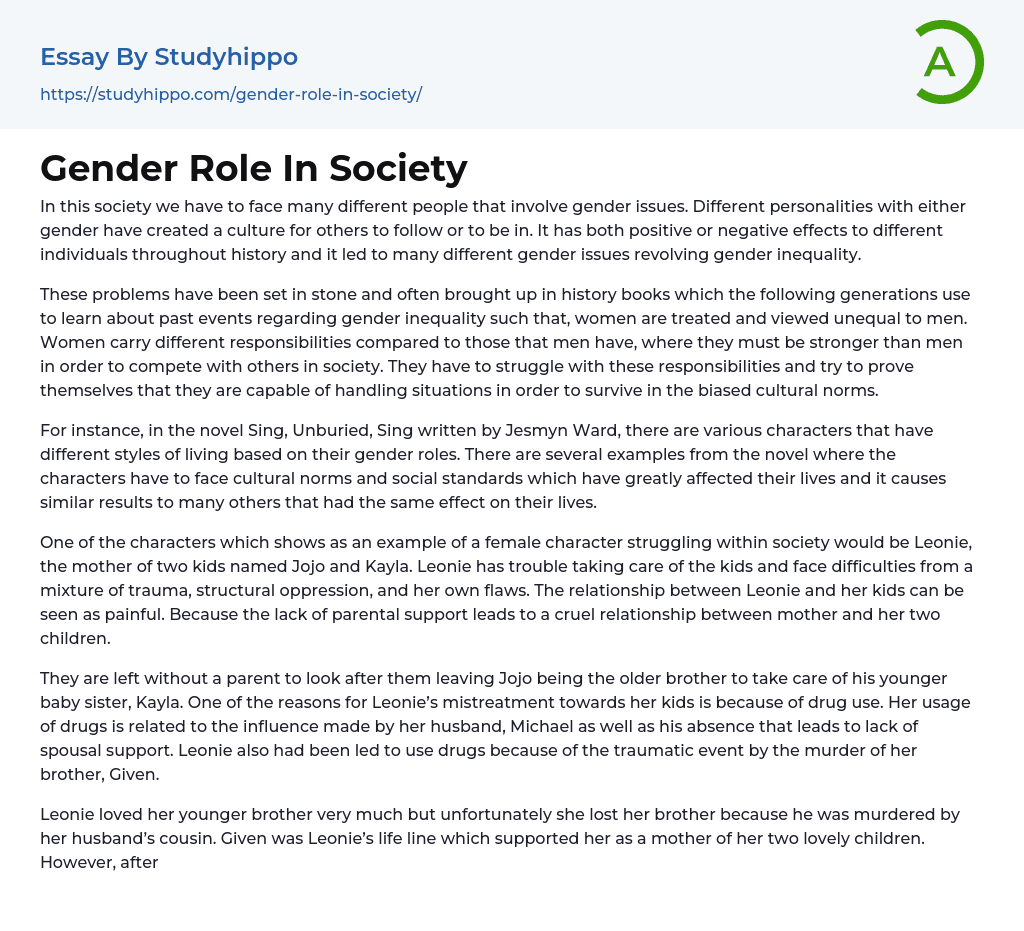 Gender Role In Society Essay Example