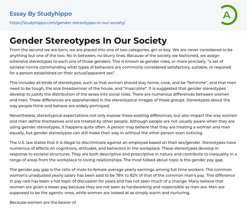 gender stereotypes in society essay