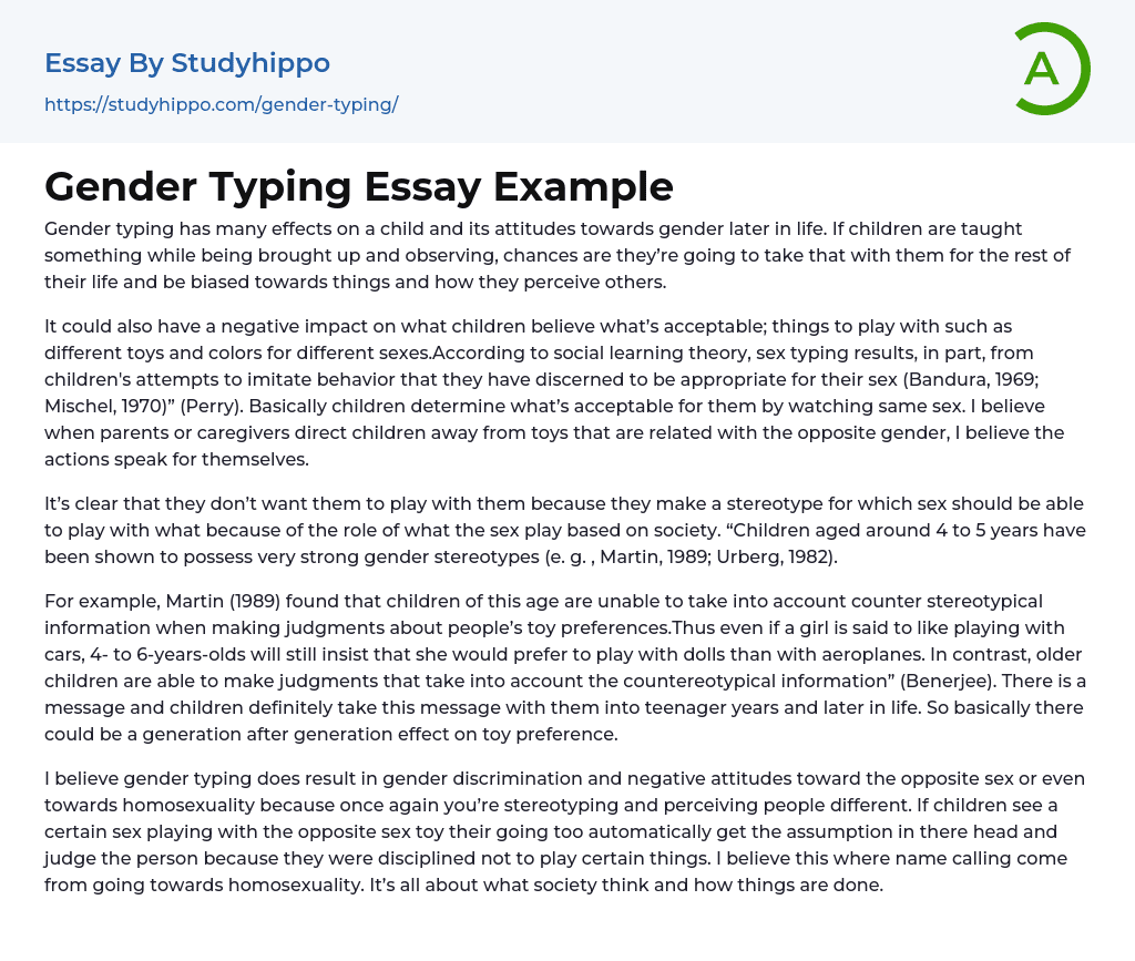 Gender Typing Essay Example
