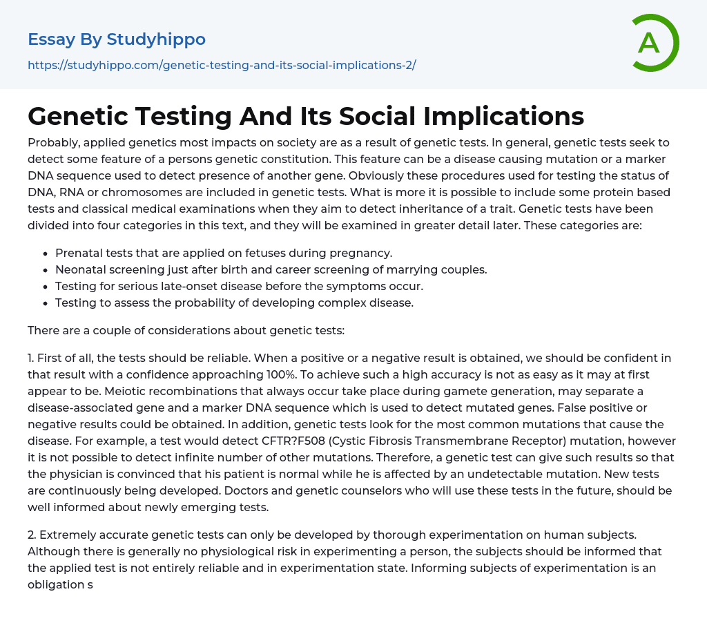 Genetic Testing And Its Social Implications