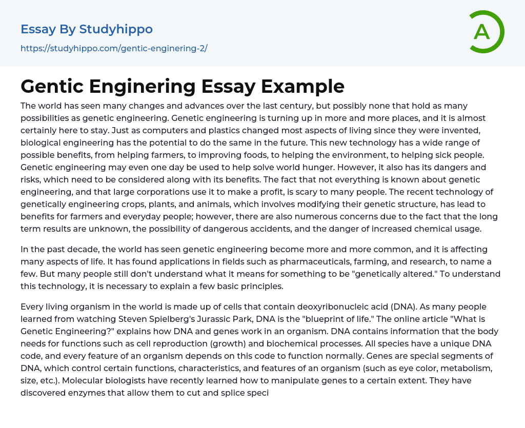 Gentic Enginering Essay Example
