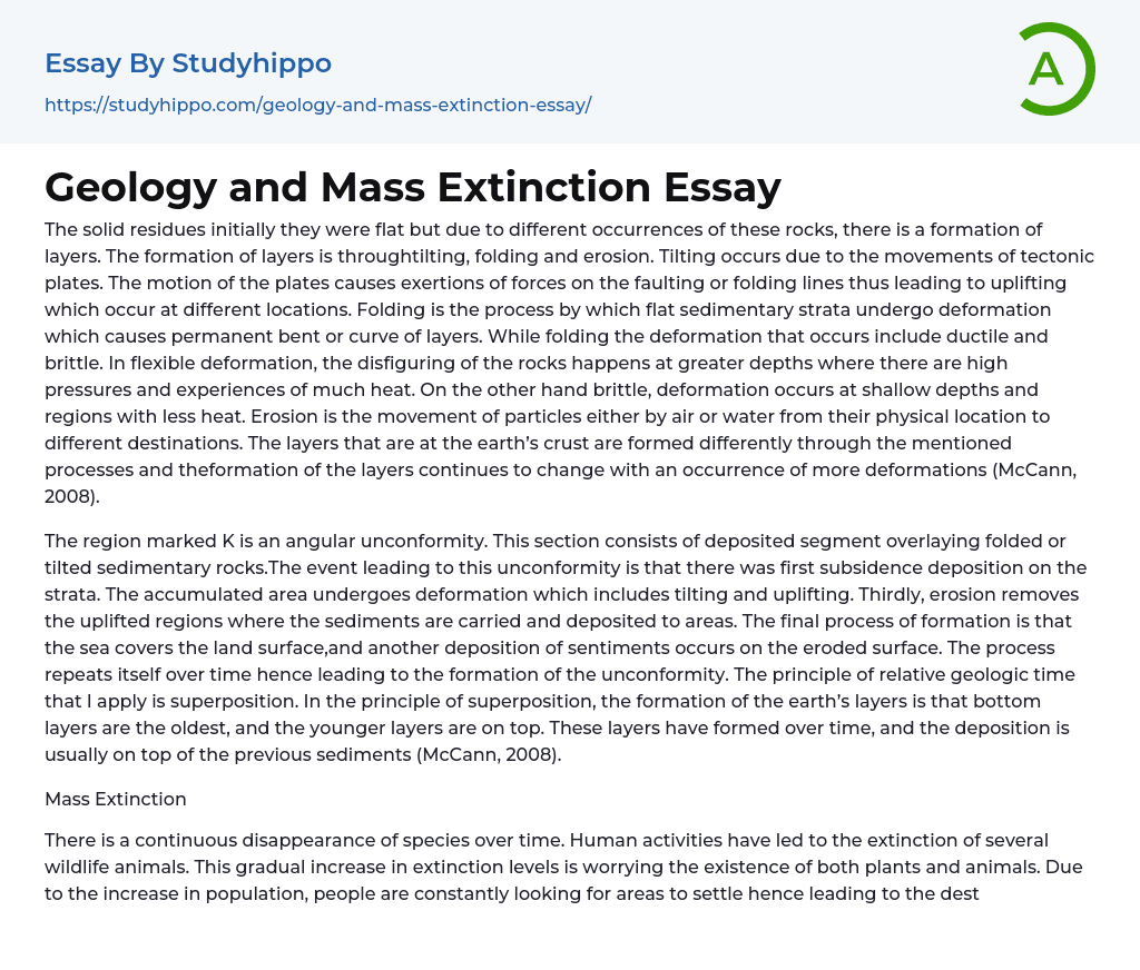 Geology and Mass Extinction Essay