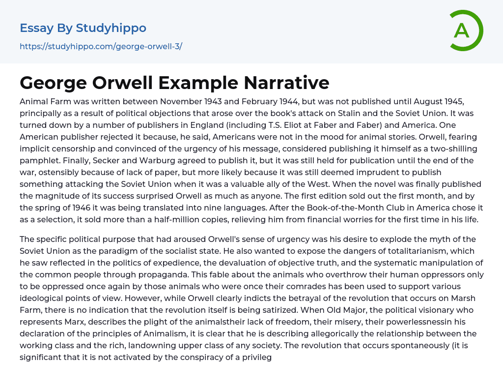 George Orwell Example Narrative Essay Example