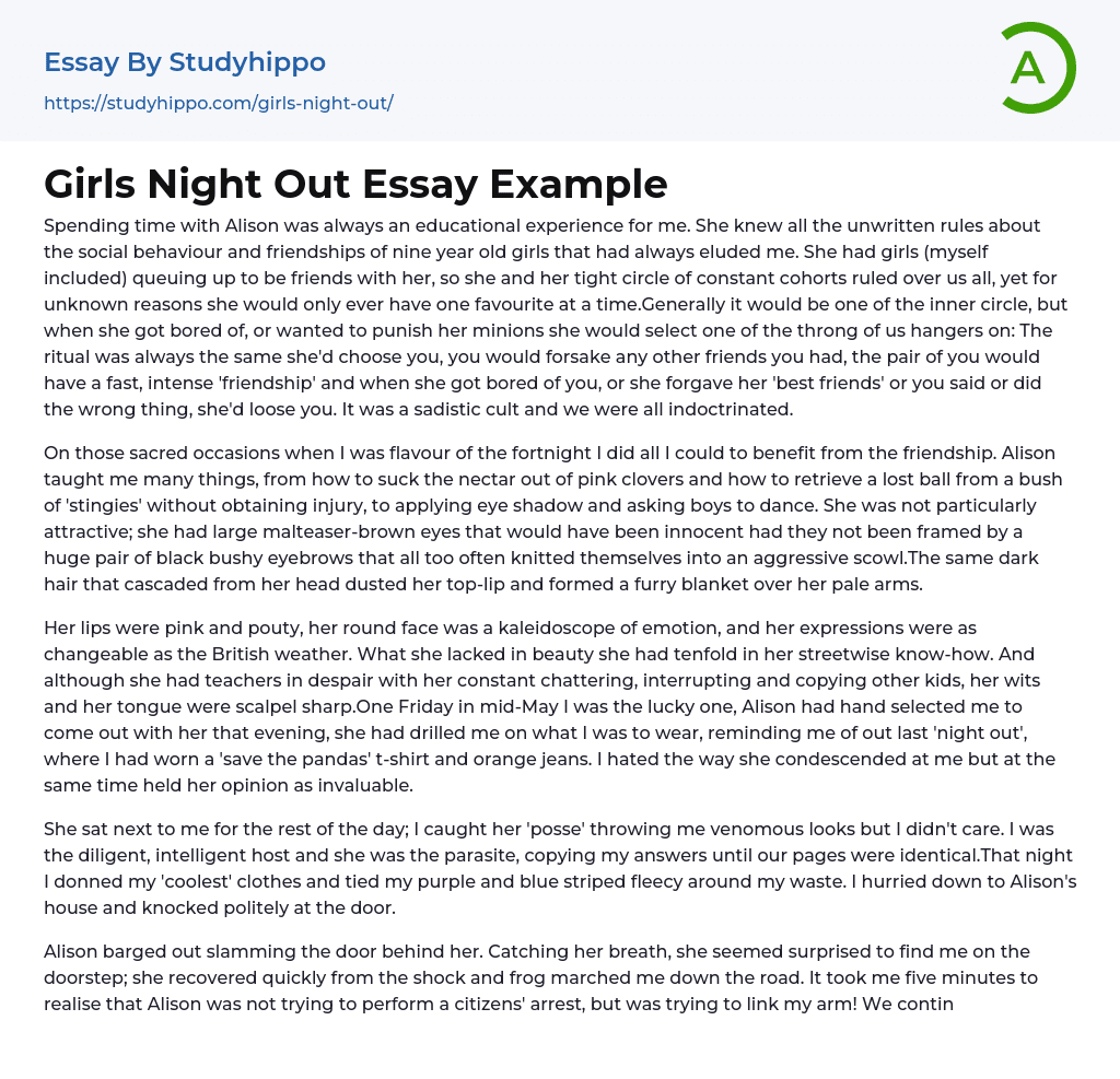 Girls Night Out Essay Example