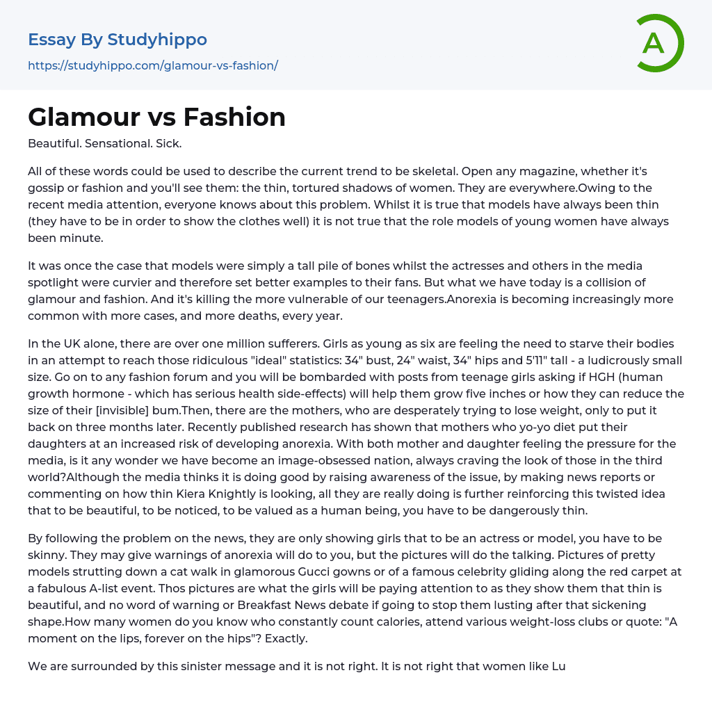 Glamour vs Fashion Essay Example