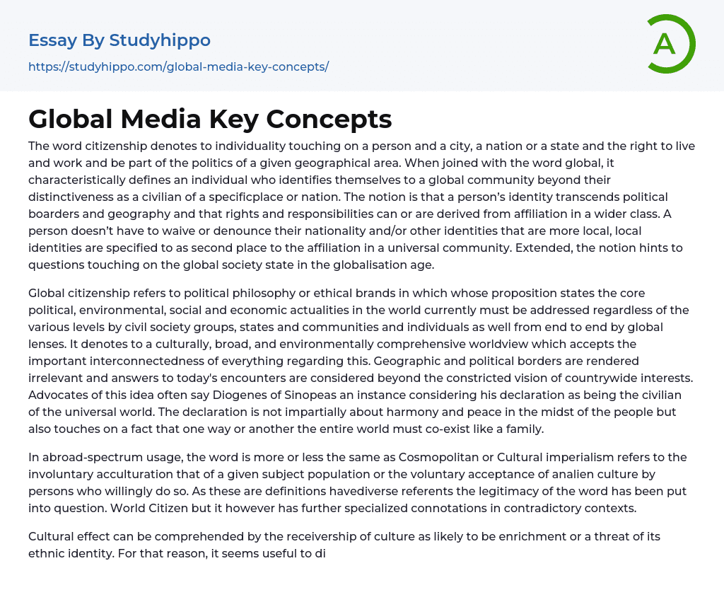 Global Media Key Concepts Essay Example
