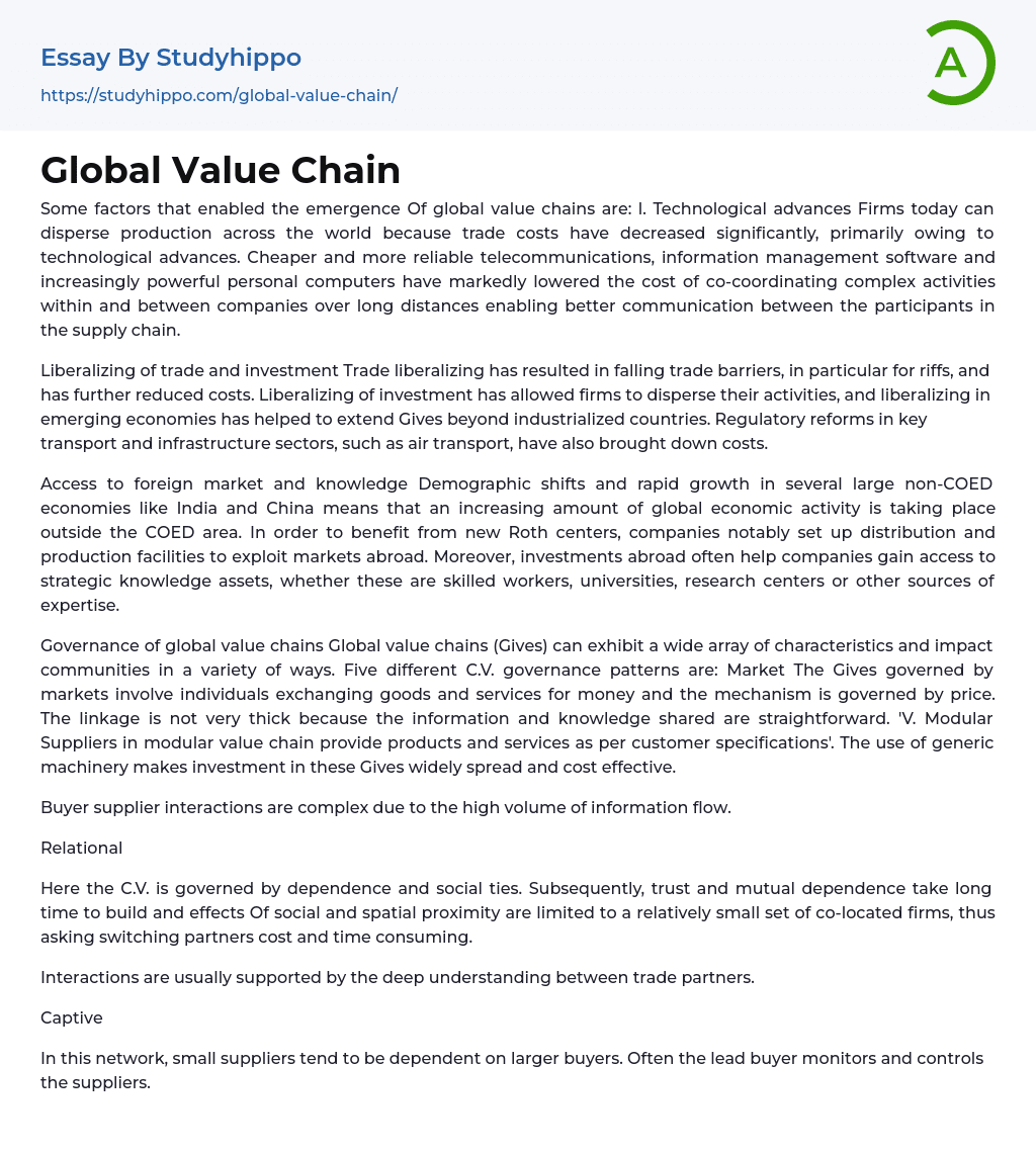 value chain research paper