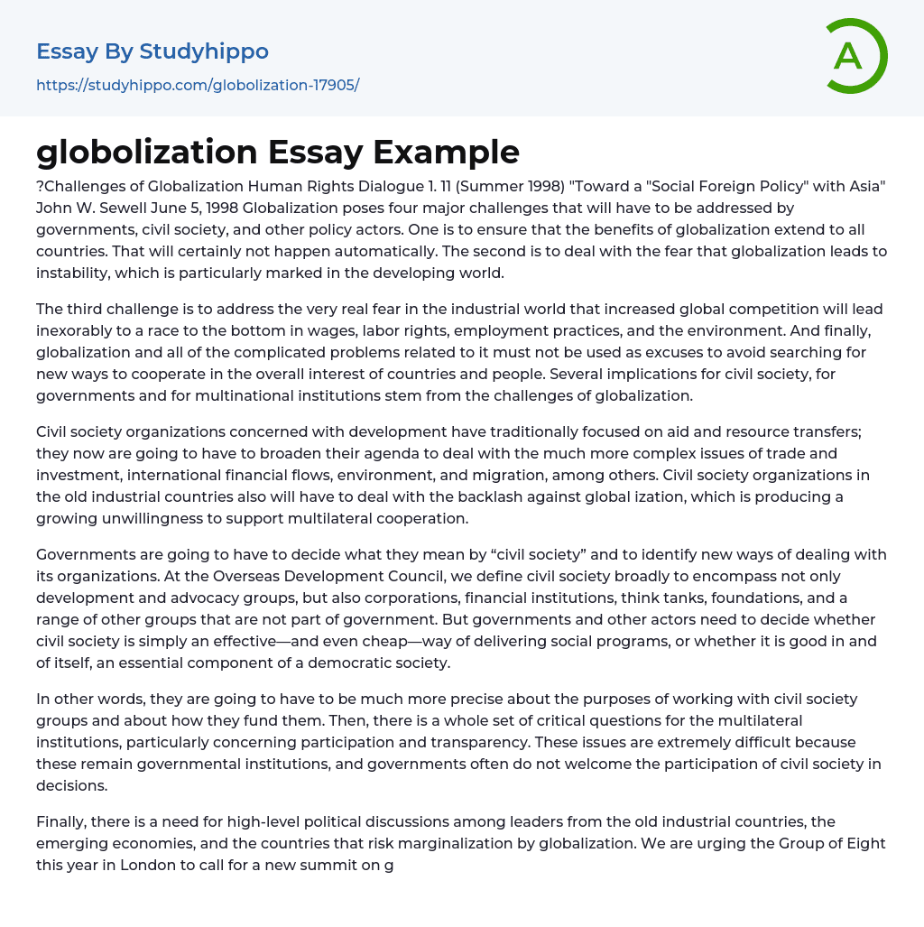 globolization Essay Example