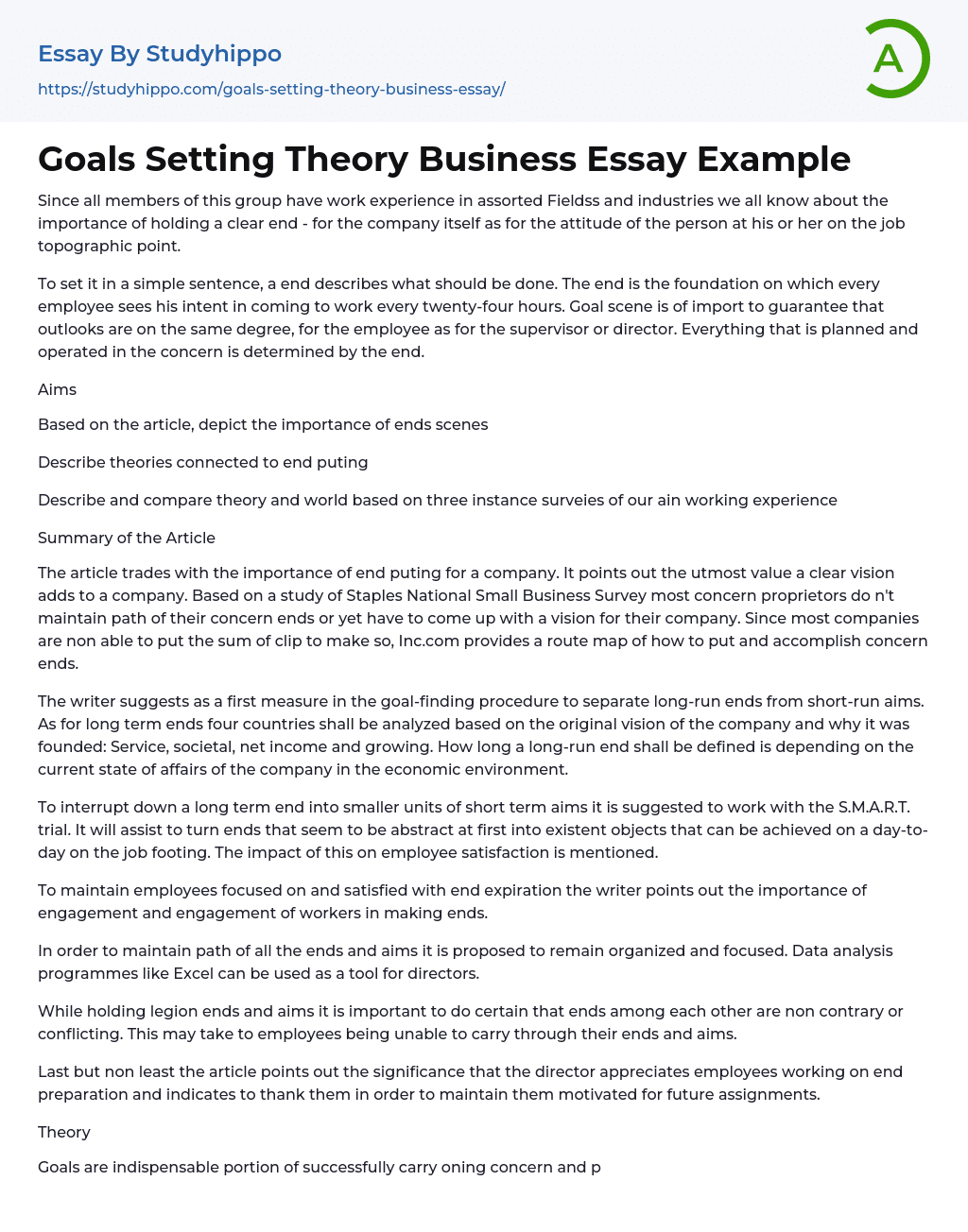 essay on setting of goals