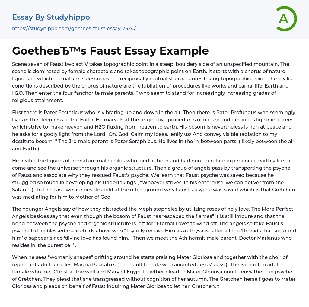 Goethe’s Faust Essay Example