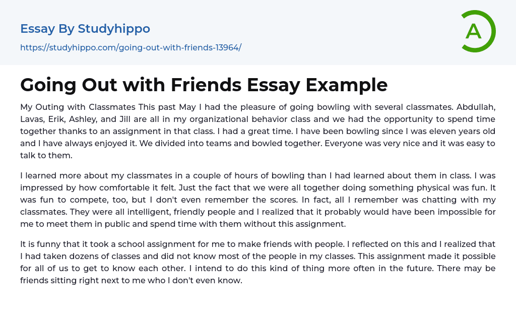 Going Out with Friends Essay Example