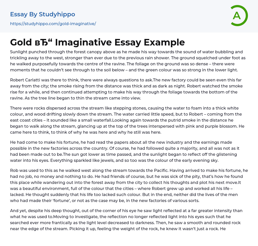 Gold Imaginative Essay Example