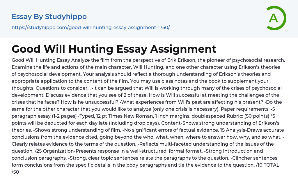 Good Will Hunting Essay Assignment
