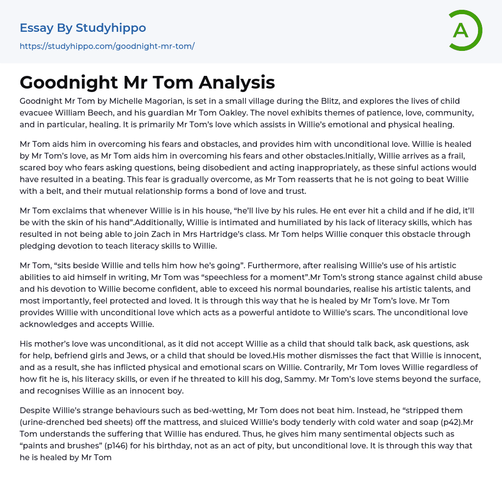 Goodnight Mr Tom Analysis Essay Example