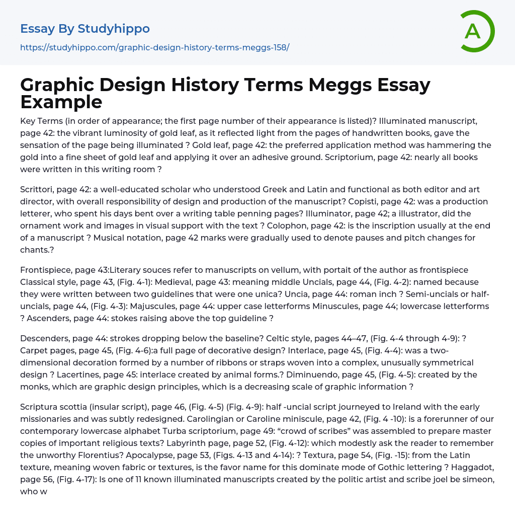 Graphic Design History Terms Essay Example