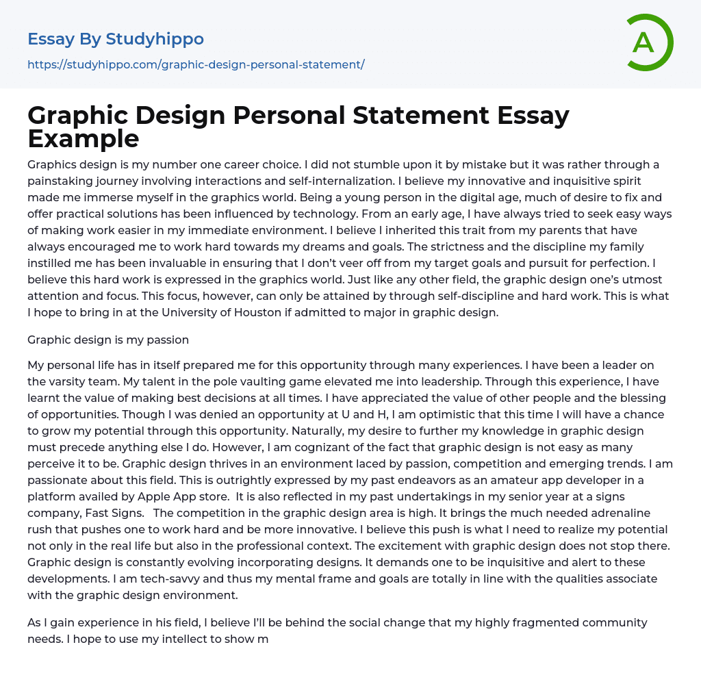 personal statement for design example