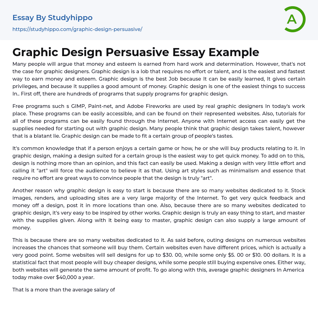 Graphic Design Persuasive Essay Example