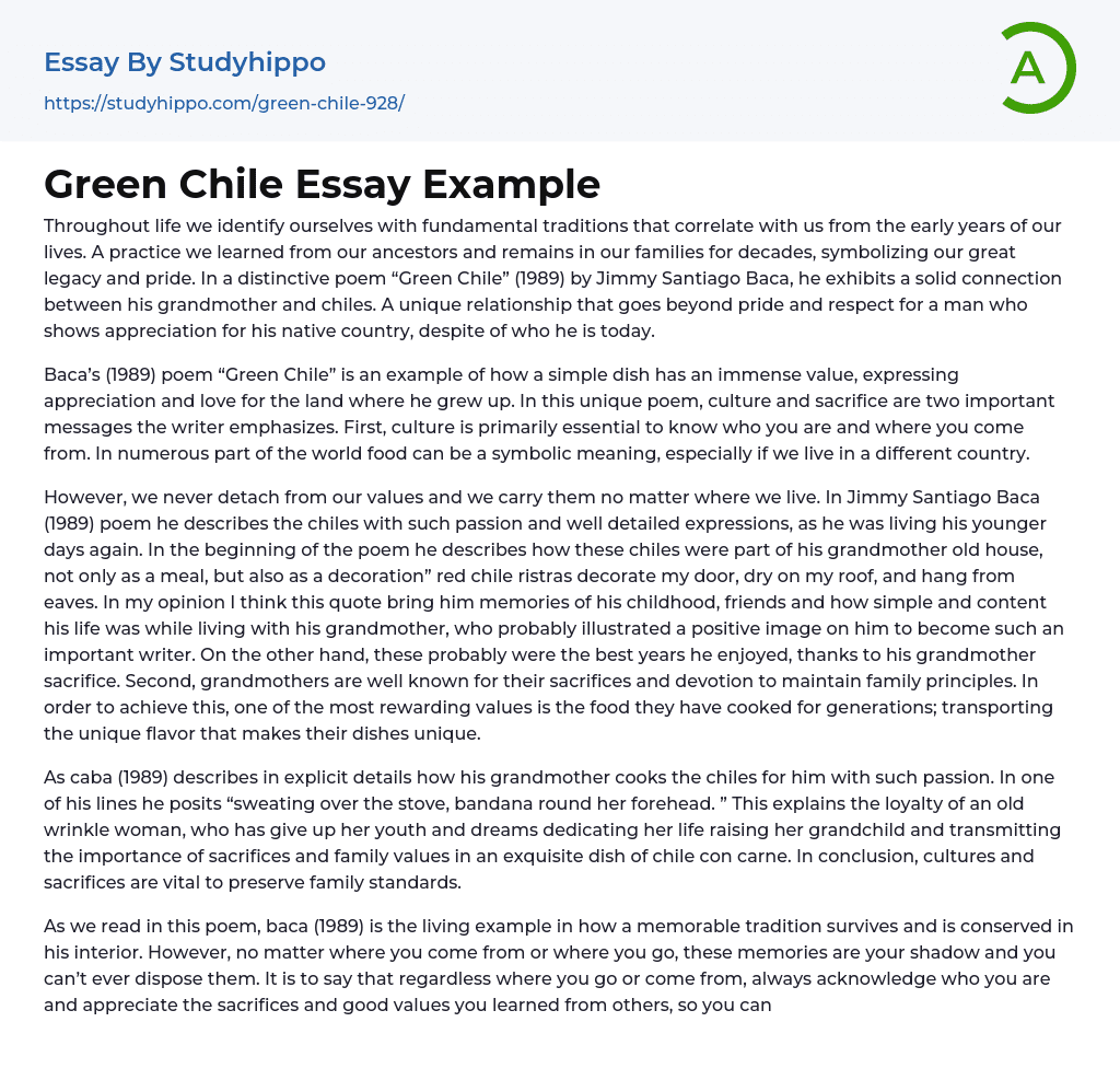 Green Chile Essay Example