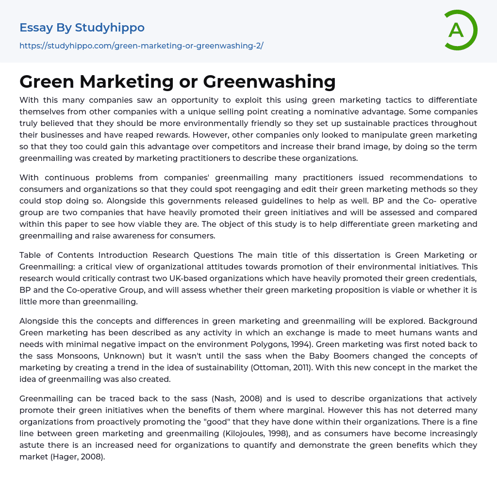 jay westerveld greenwashing essay