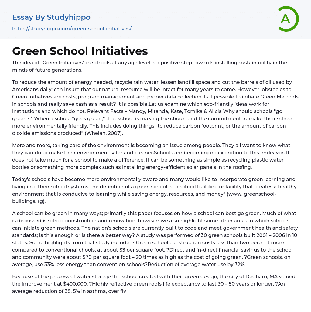 clean and green school essay