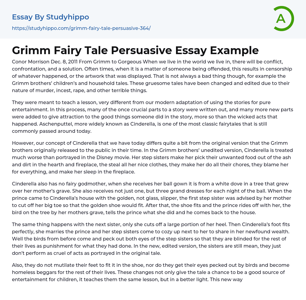 A Collection of Fairy Tales Collected by the Brothers Grimm Essay Example
