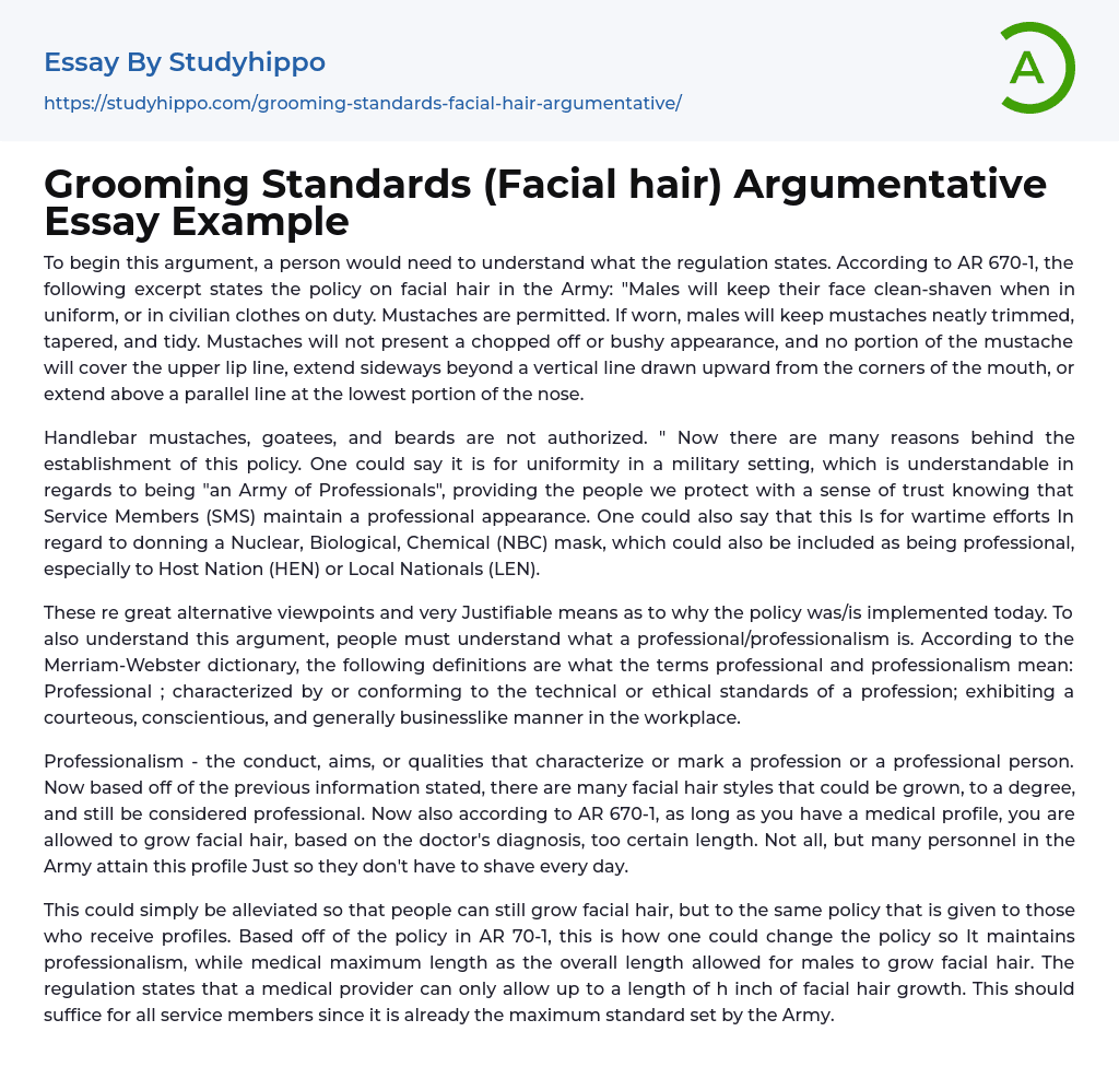 proper grooming essay