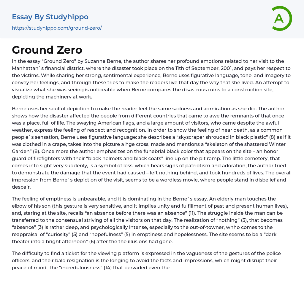 Ground Zero Essay Example
