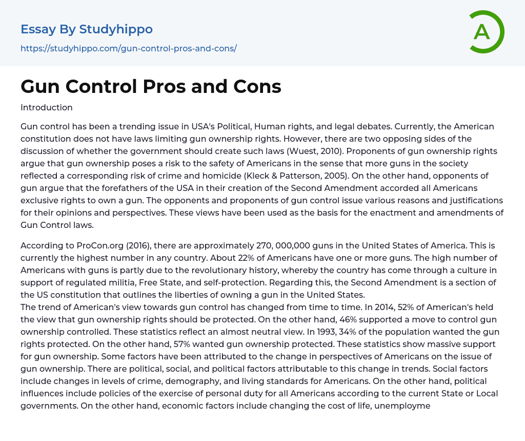 gun control pros and cons essay